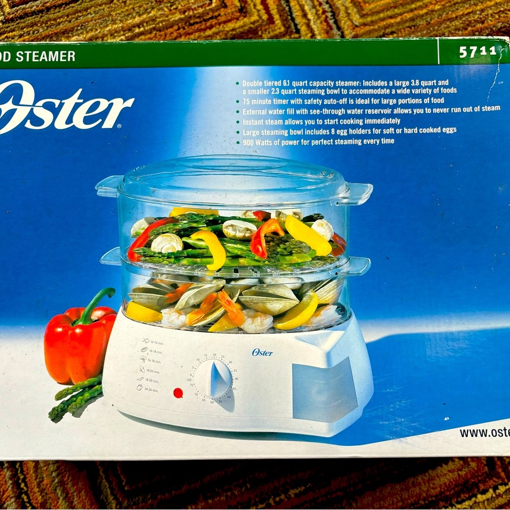 Oster White and Clear Food Steamer with Timer